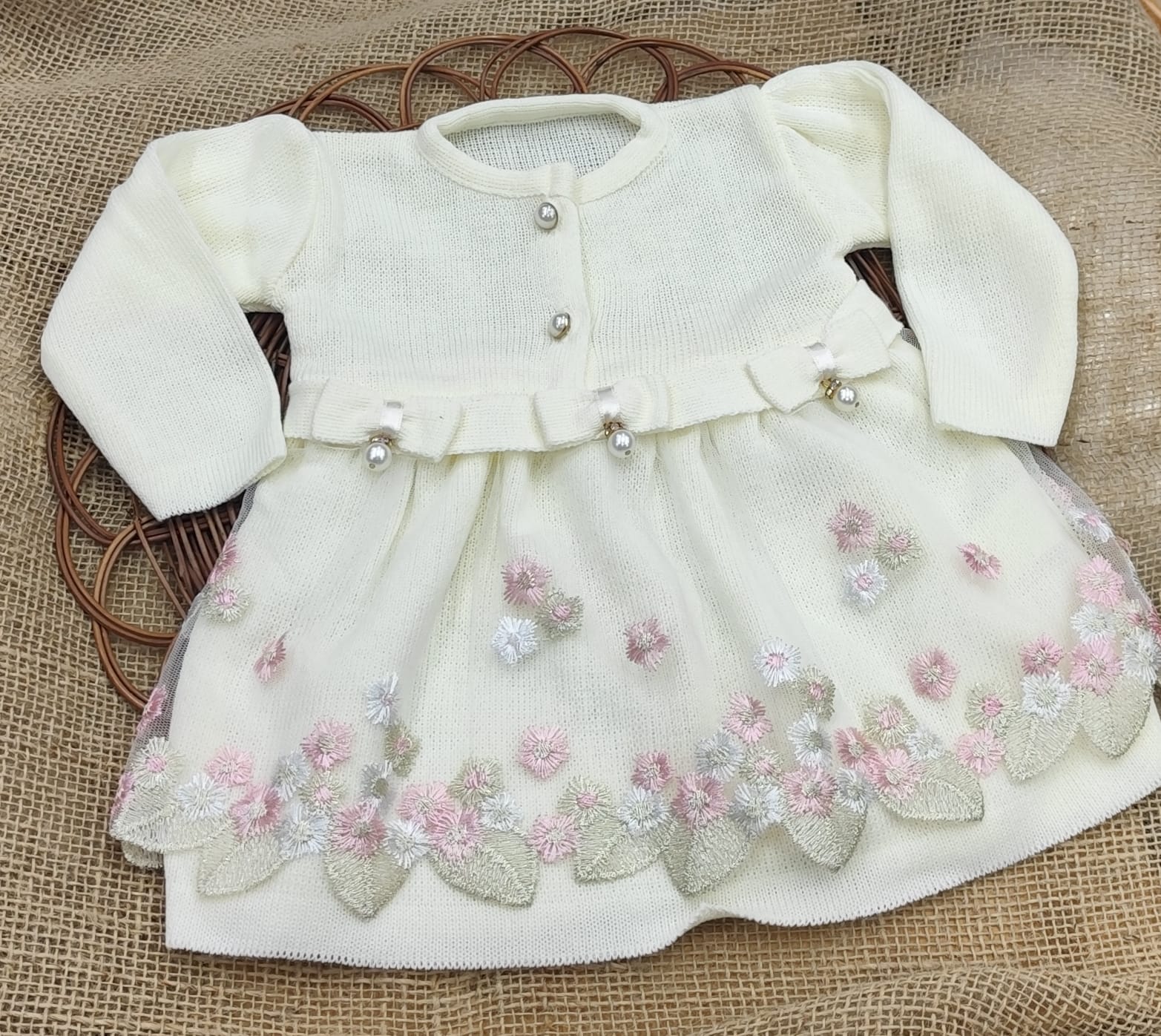 Kit Saída de Maternidade em Tricô com Renda