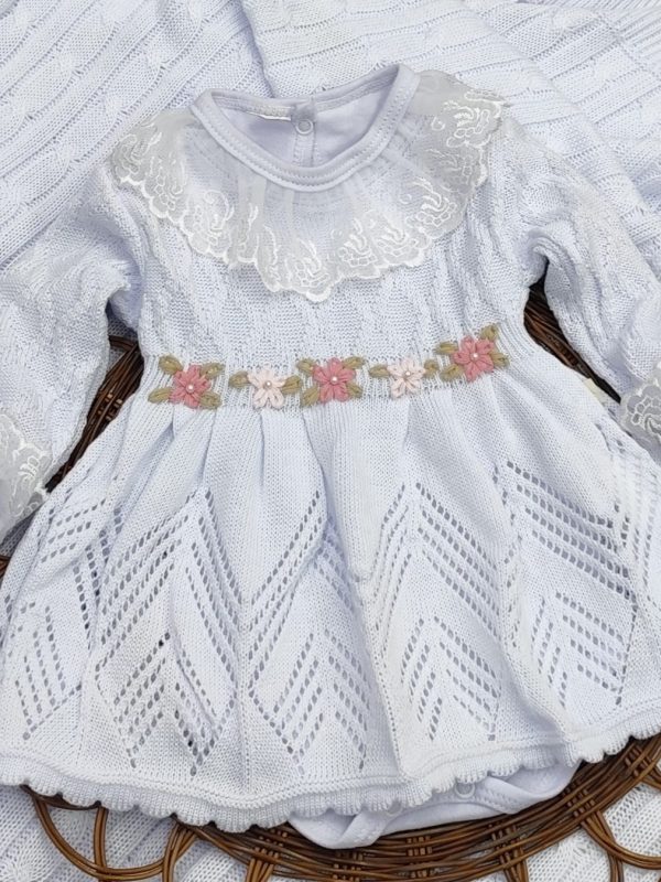 Kit Saída Maternidade em Tricô Linha Premium Bordado Floral