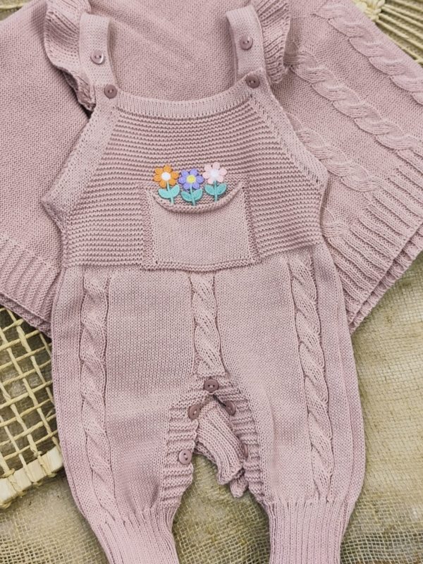 Kit Saída Maternidade em Tricô Bordado Floral