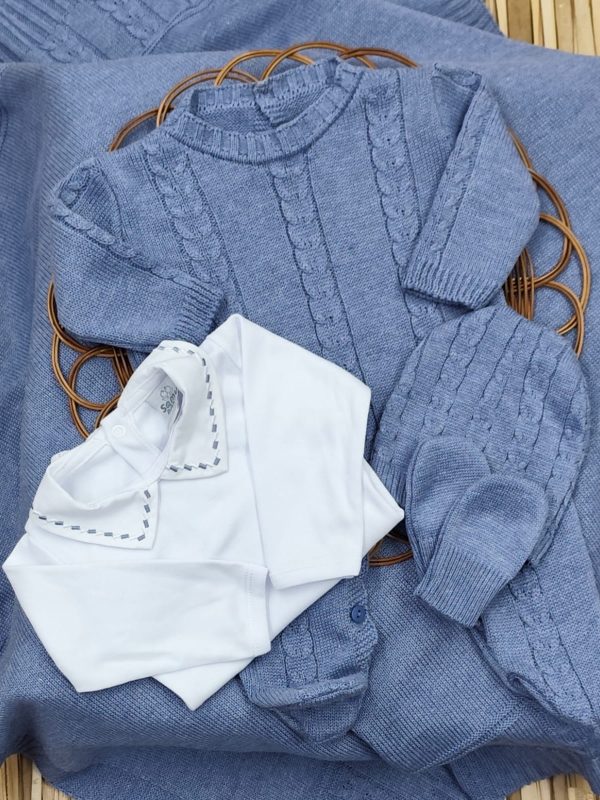 Kit Saída Maternidade em Tricô com Trama Trançada