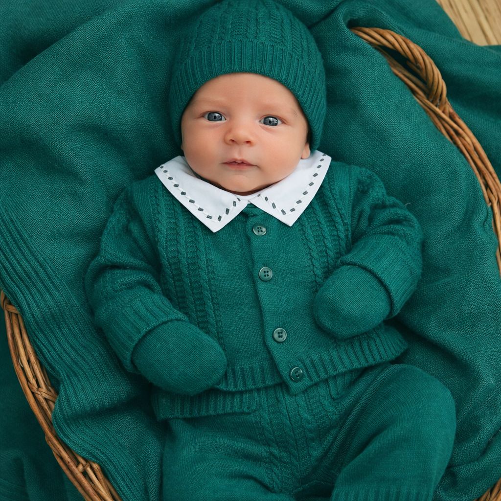 Saída de Maternidade em Tricô - Macacão - Body de Algodão - Touca - Luva e Manta Bebê - Imagem 6