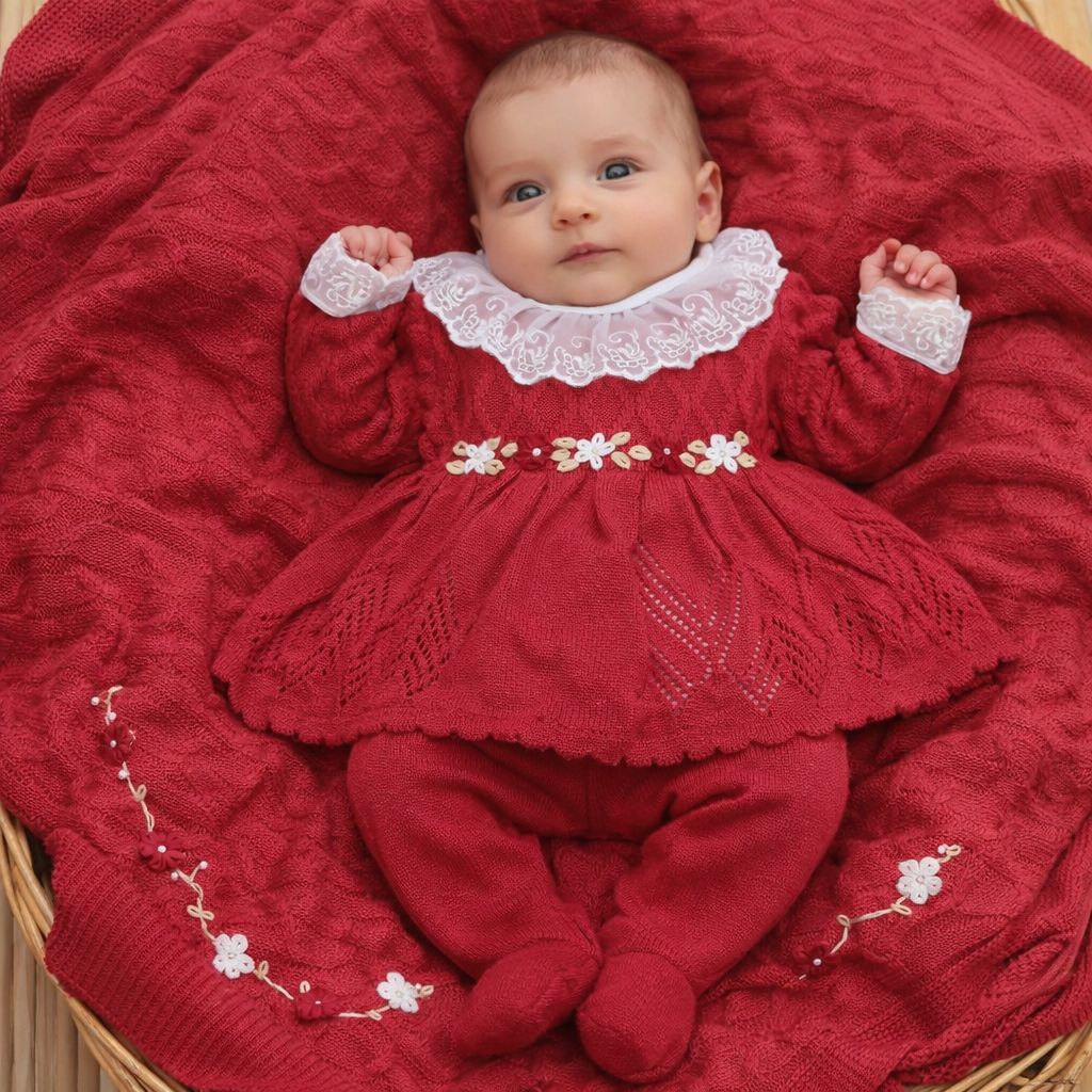 Saída Maternidade em Tricô Menina Linha Premium com Bordado Floral - Imagem 2