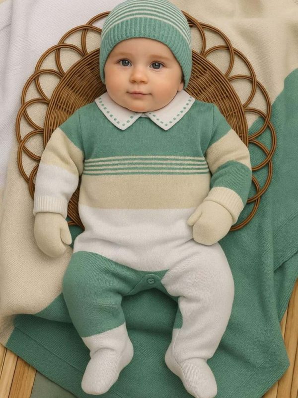 Kit Completo de Saída de Maternidade em Tricô Bebê Menino