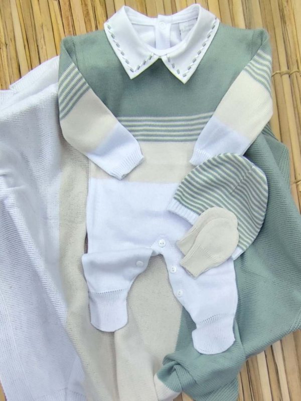 Kit Completo de Saída de Maternidade em Tricô Bebê Menino