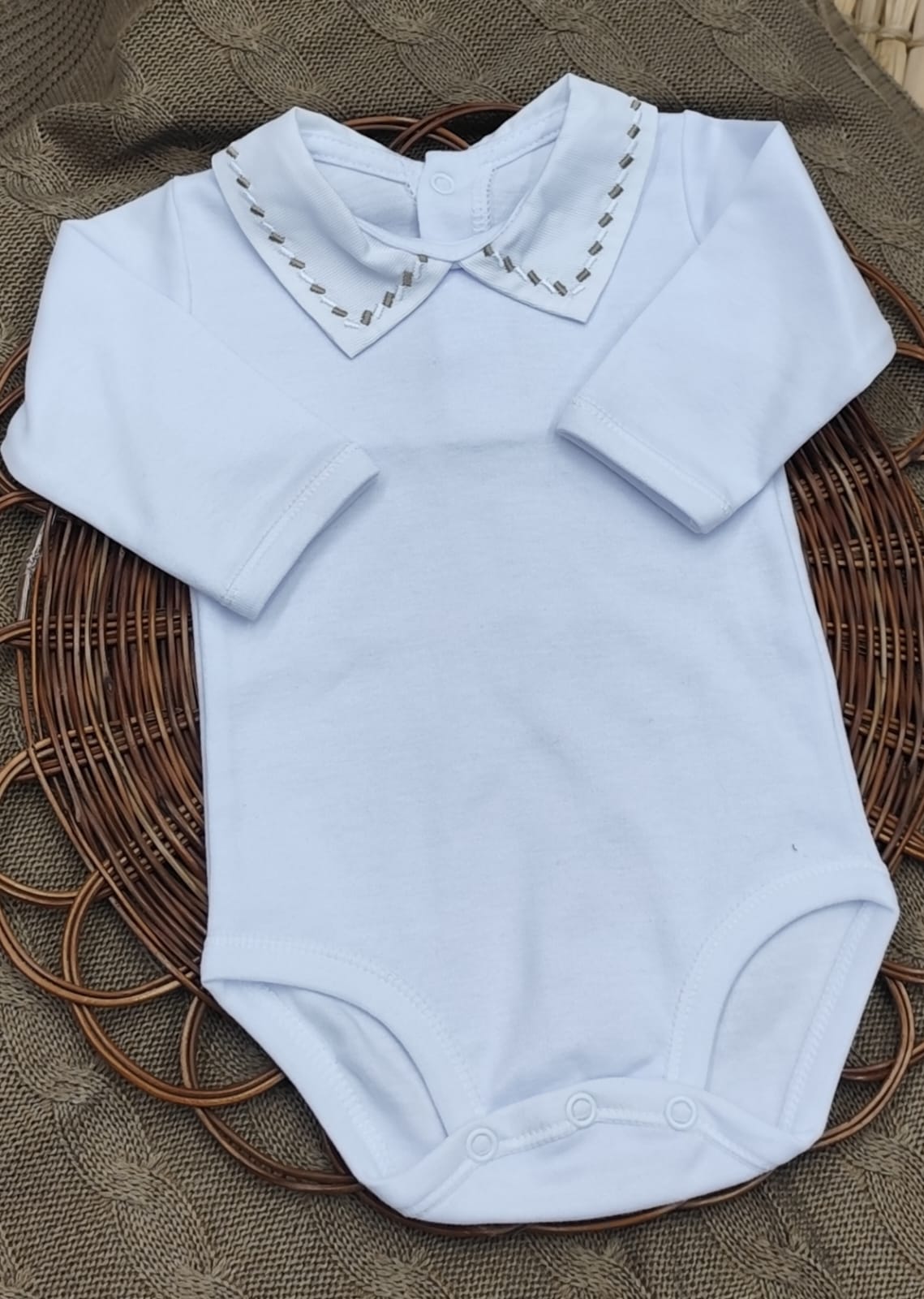 Saída Maternidade em Tricô Bebê Menino Manta Macacão Body Luva Touca - Imagem 4